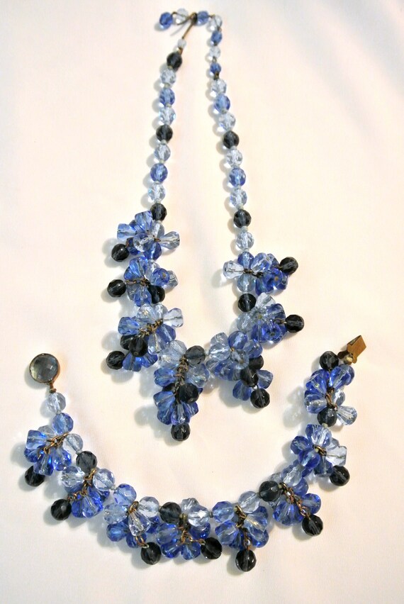 Vintage Made In Western Germany Blue Crystals Nec… - image 1