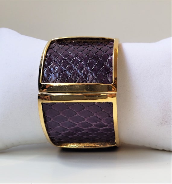 Vintage Kara Ross Purple Python Skin Bangle Bracel