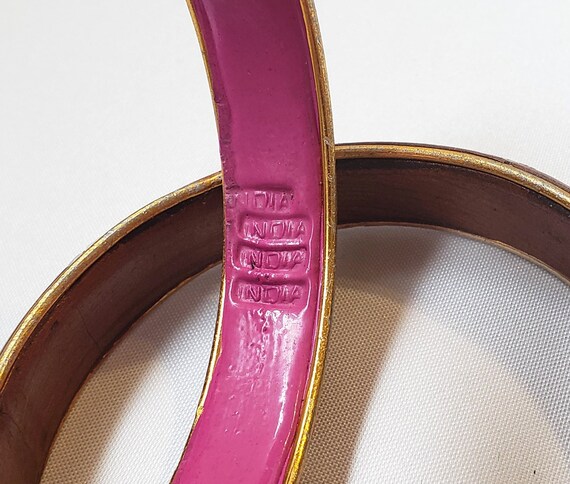 Vintage Wood India Beads Mirrors Pink Bronze Bang… - image 6