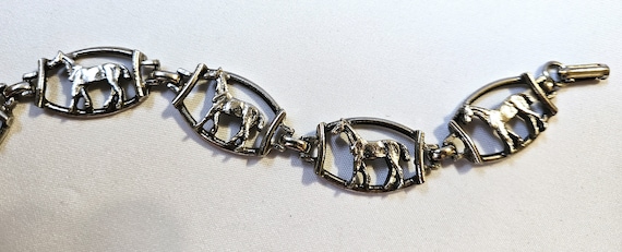 Vintage Silver-Tone Horses Bracelet - image 6