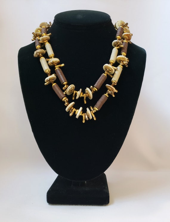 Vintage Miriam Haskell Double Strand Tiny Brass B… - image 6