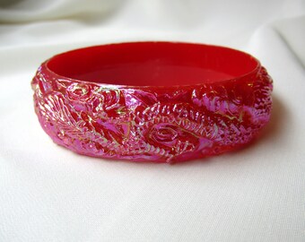 Vintage Plastic Iridescent Dragon Bangle Bracelet
