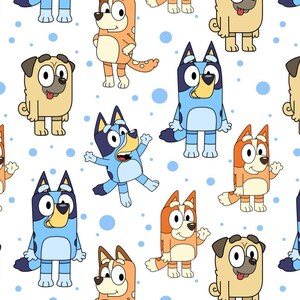 Bingo With Bluey Dog Fabric-100% Cotton Fabric for Sewing-Sold By Half Yard-Soft Cotton Material by SaraStreet