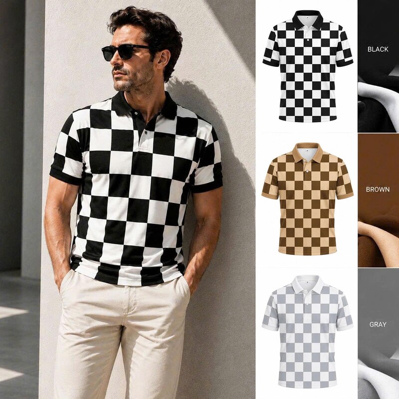 Checkered Polo Shirt - Etsy
