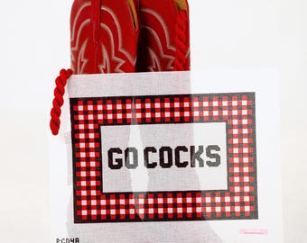 Go Cocks (USC) | Handpainted Needlepoint Canvas