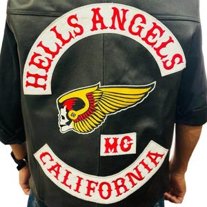 Men's Black Leather Biker Vest | Embroidered Winged Skull, Custom Rocker Patches
