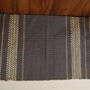 Handmade Wool Jute Dhurrie Rug | Black and Beige Kilim Flatweave