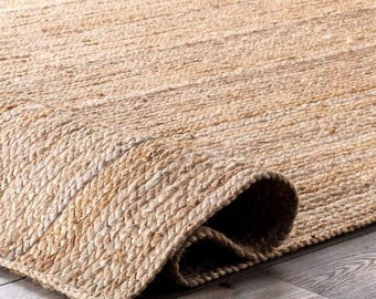 Handwoven Jute Area Rug: Natural Scandi Boho Style