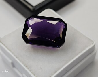Certified Lab Created Radiant Cut Amethyst Gemstone 10-11 Ct, Purple Loose Stone for Ring, Pendant, Jewelry Making & Birthstone Gift