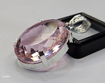 Certified Lab-Created Flawless Pink Pendant Topaz Oval Cut 70+ Ct Natural Loose Gemstone