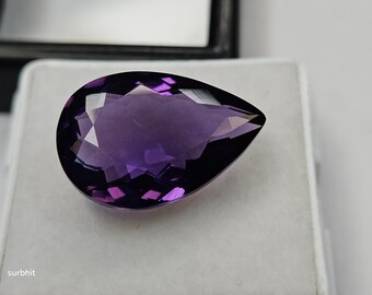 Certified Lab-Created Pear Cut Amethyst Gemstone 8-9 Ct, Purple Loose Stone for Ring, Pendant, Jewelry Making & Birthstone Gift