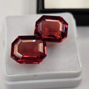 Radiant Cut Red Ruby Pair 15+ Ct Mozambique Certified Loose Gemstones, Matching Ruby Pair for Rings, Earrings & Fine Jewelry Making