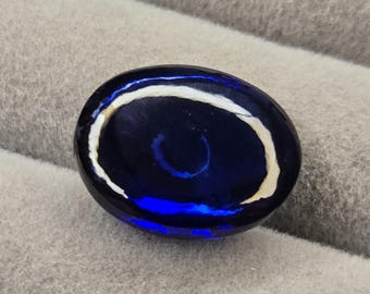Blue Iolite Oval Cabochon, 18-19 Ct Lab-Created Loose Gemstone