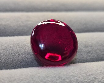 Certified Red Garnet Cabochon Shape Lab-Created 18 Carats Loose Gemstone For Jewellery Making