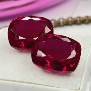 Natural Mozambique Ruby 14–15 Ct Cushion Cut Matching Pair Loose Gemstones for Earrings, Rings & Jewelry Making