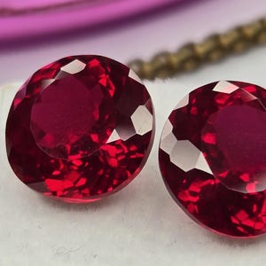 Rubí natural de Mozambique de 14-15 quilates, talla redonda, par de piedras preciosas sueltas a juego para pendientes, anillos y joyería.