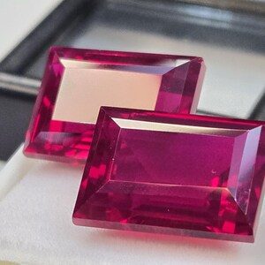 Certified Natural Red Ruby Pair 25–26 Ct Baguette Cut Loose Gemstones, Matching Ruby Stones for Earrings, Rings, Pendants & Jewelry Making
