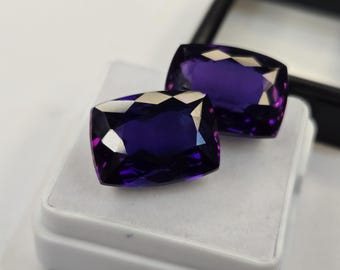 Purple Tanzanite Pair Of Cushion Cut 25+ Ct Loose Certified Gemstone For earrings