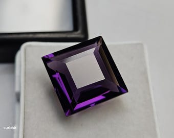Certified Lab-Created Princess Cut Amethyst Gemstone 8-9 Ct, Purple Loose Stone for Ring, Pendant, Jewelry Making & Birthstone Gift