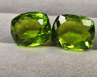 20–22 Ct Cushion-Cut Peridot Pair – Certified Loose Gemstones