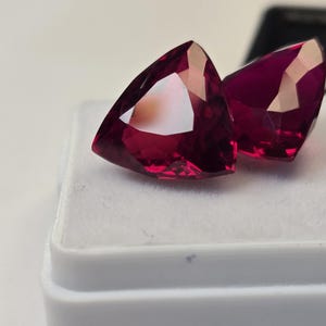 Pair Mozambique Ruby Gemstones 16+ Ct Trillion Cut Certified Loose Gemstones, Red Ruby Pair for Rings, Earrings & Fine Jewelry