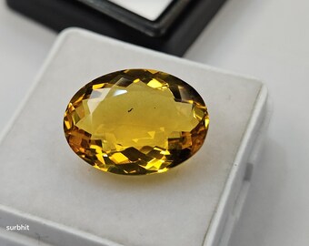 Certified Yellow Citrine Gemstone 9-10 Ct, Lab Created Oval Cut Loose Stone, Jewelry Making Gem for Ring, Pendant & DIY Gift