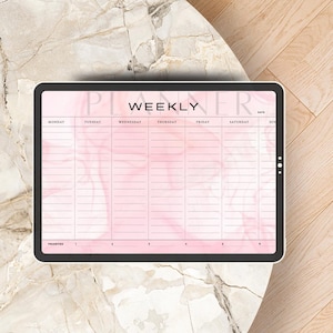 Weekly Student Planner – Horizontal Layout | Pink & Blue Minimalist | Canva Editable + Printable A4 PDF | Study and Time Management