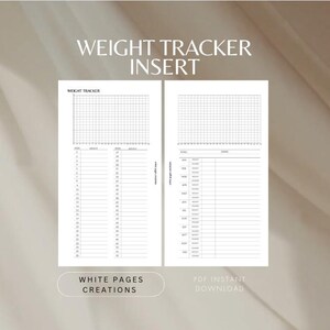 Weight Tracker Personal Planner Printable Insert For Functional Calendar