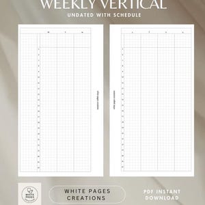 Vertikale Kalendereinlage undatiert mit Kalender, Montag Start, Minimale und Funktionale Kalendereinlage, Hobonichi Cousin, PDF Download - Größe Personal