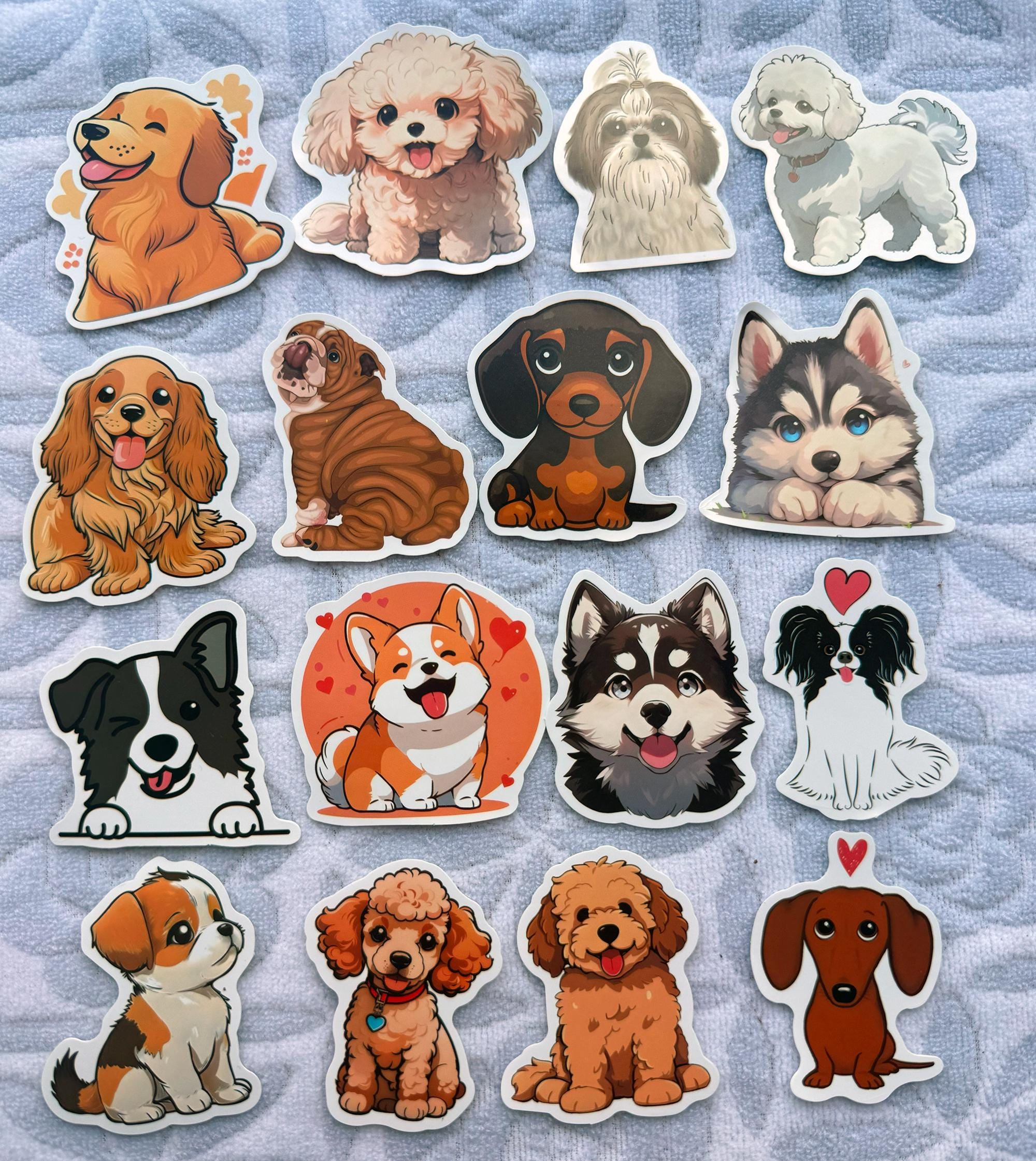 50pcs Cute Dog Breed Stickers Pack – Waterproof Cartoon Puppy Vinyl Decals for Dog Lovers, Laptop, Scrapbook, Gifts