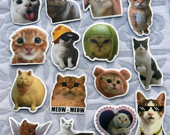 Funny Cat Meme Sticker Pack – 50 Pcs Cute & Hilarious Cat Face Stickers for Teens, Laptops, Water Bottles, Journals, Cat Lovers Gift