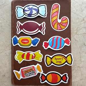 50PCS Cute Candy Stickers Pack – Lollipop and Sweets Vinyl Stickers for Journals, Scrapbooking, Laptop, Kids Crafts