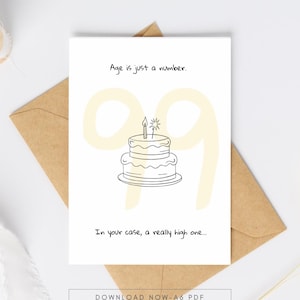 Carte d'anniversaire amusante – « L'âge n'est qu'un chiffre… Dans votre cas, un chiffre vraiment élevé » – Imprimable en téléchargement numérique – PDF A6 – Téléchargement instantané