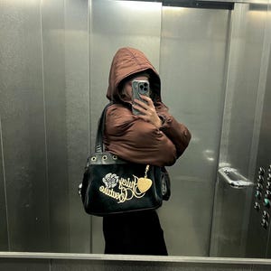 Rare Vintage Juicy Couture Velour Tote Bag Embroidery Y2K Bowler Handbag image 18