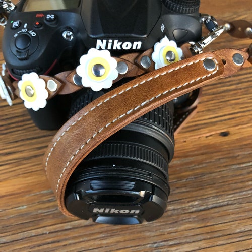 Crossbody Camera Strap, Leather shops Camera Strap, Camera Shoulder Strap with Leather Flowers, Original Design Camera Strap Nikon Camera Strap