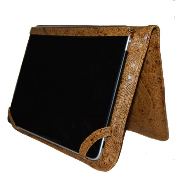 Paisley Embossed Brown Leather iPad Cases