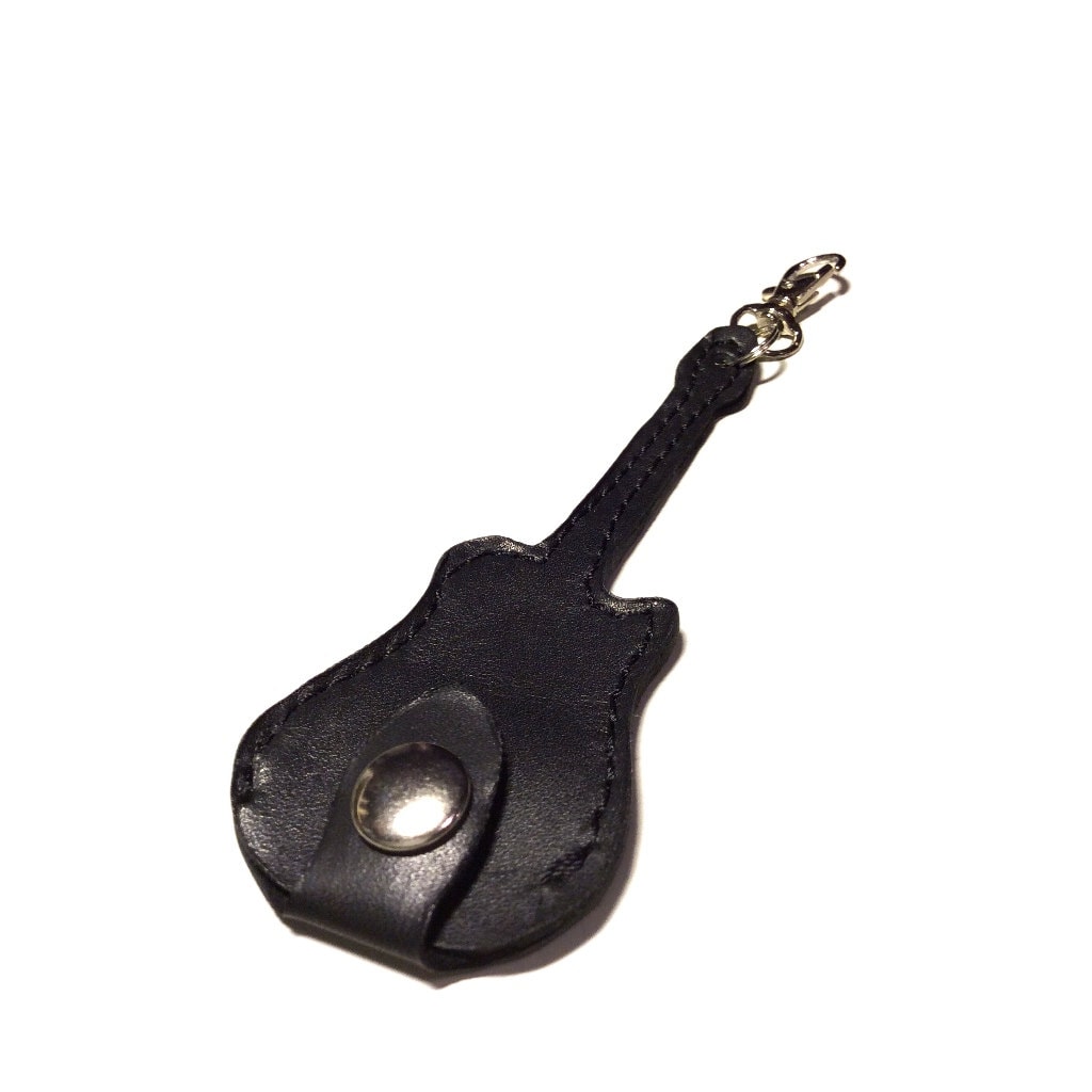 Black Leather Guitar Pick Holder Key Chain Pick Case Guitar Etsy