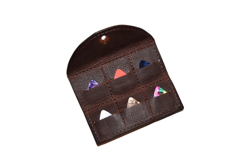 Brown Leather Guitar Pick Holder Guitar Pick Collection 6 Etsy