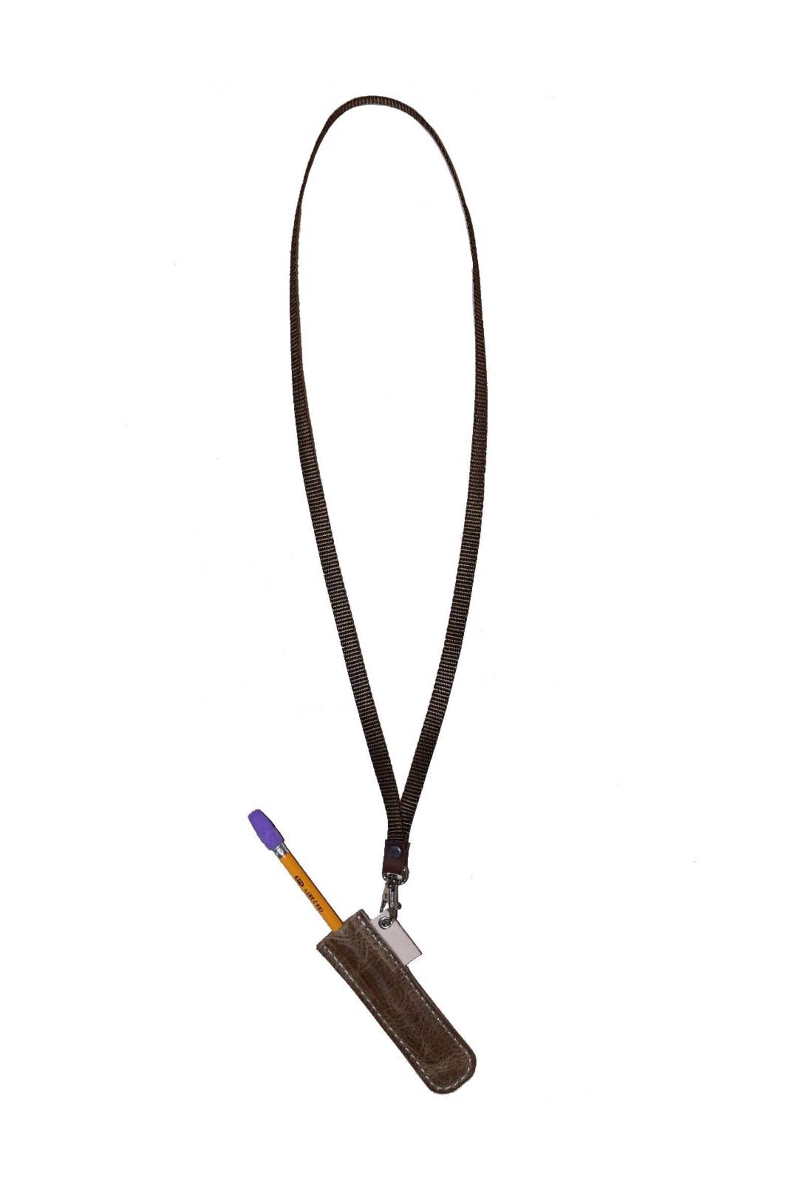 Brown Leather Pen/pencil Holder Lanyard Leather Pen Lanyard Etsy UK