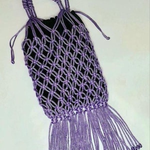 Bolso de mimbre, macramé
