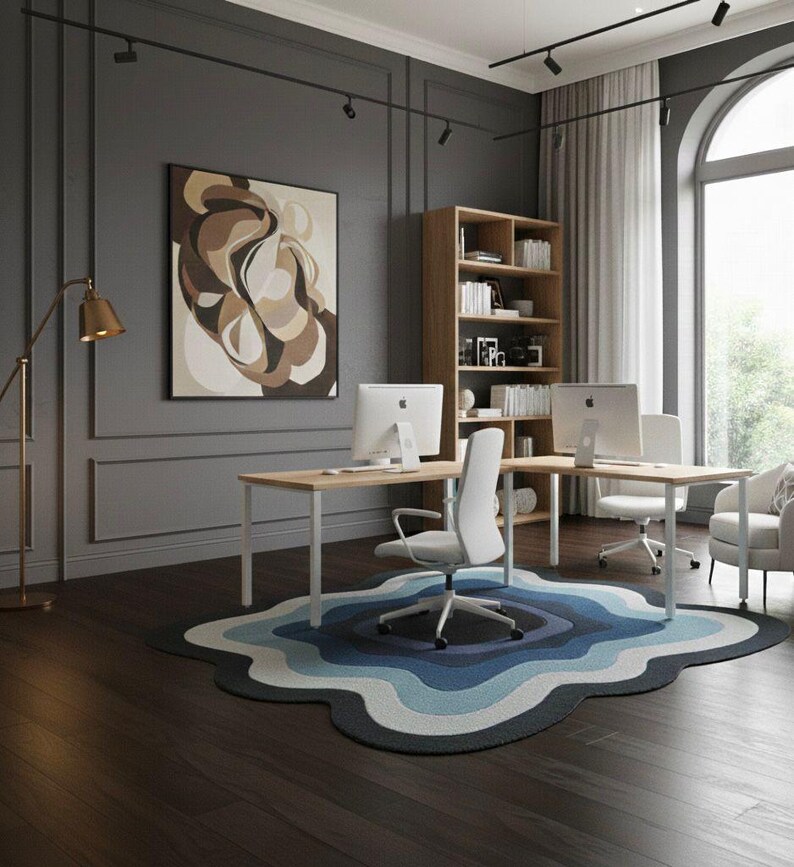Large Tufted Wavy Wall Hanging - Blue Gradient Concentric Rug Art - Etsy
