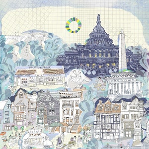 Impression d’art de Washington DC - Washington DC - washington dc carte - grand art - art DC - fleur de cerisier art mural