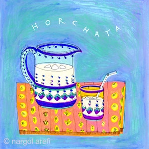 Spanish kitchen, Horchata, Valencia Spain 8x8&quot; wall art, kitchen art