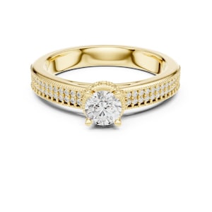 14k Solid Gold Moissanite Solitaire Ring: Minimalist Engagement Ring