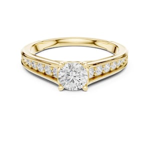 Dainty 14k Solid Gold Moissanite Solitaire Ring: Handmade Promise Ring
