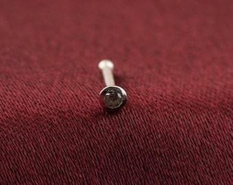 Solitaire Round Cut Moissanite Nose Stud, 14k Solid Gold, Dainty Nose Piercing Jewelry
