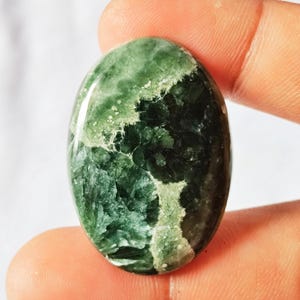 37.20cts Seraphinite Oval Cabochon Green Gemstone - Natural AAA Seraphinite Stone For Jewelry Making Stone - Healing Crystal 35x25x5mm