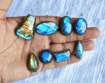 Natural Flashy Labradorite Loose Gemstone - Blue Fire Designer Cab - Handmade Labradorite - Jewelry Making Stone