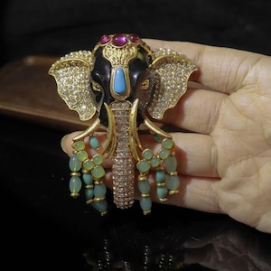 Vintage Style Elephant Brooch Bold Animal Jewelry  Statement Brooch Costume  Art Deco Brooch Boho Jewelry