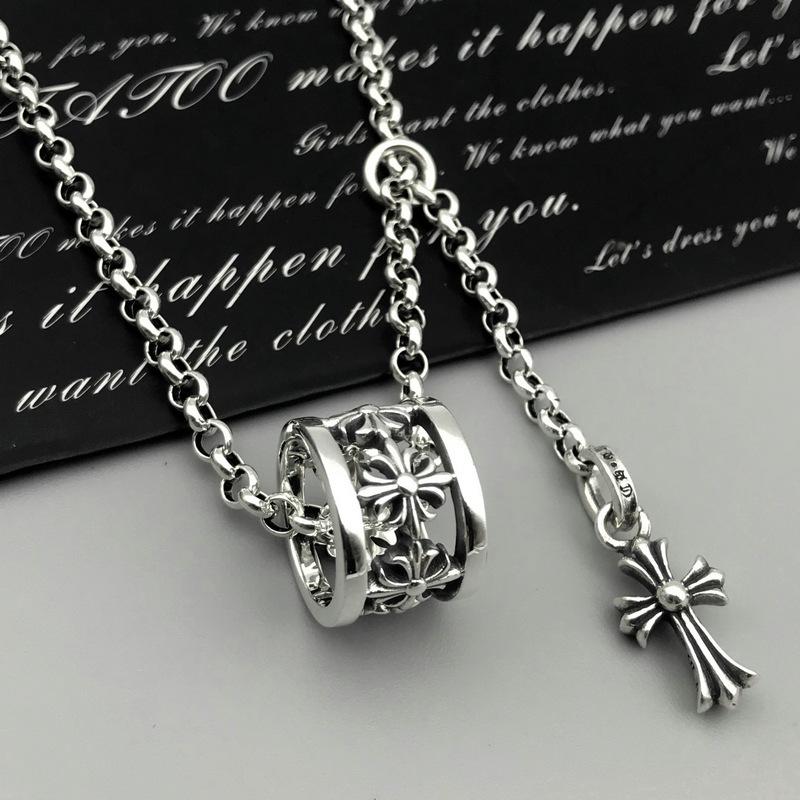 Gothic Cross Necklace, Sterling Silver Chain, Charm Pendant, 925 Amulet, Handmade Jewelry, Punk Style, Unisex Gift, Cryptic Silver